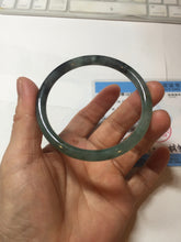 Load image into Gallery viewer, 56mm Certified Type A 100% Natural dark green/black/blue with black floating flowers(Wuji) slim round cut Jadeite bangle PD113-6916
