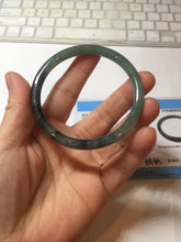 Load image into Gallery viewer, 56mm Certified Type A 100% Natural dark green/black/blue with black floating flowers(Wuji) slim round cut Jadeite bangle PD113-6916
