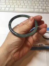 Load image into Gallery viewer, 56mm Certified Type A 100% Natural dark green/black/blue with black floating flowers(Wuji) slim round cut Jadeite bangle PD113-6916
