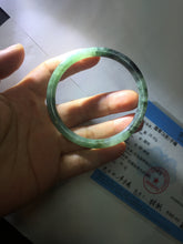 Load image into Gallery viewer, 56mm Certified Type A 100% Natural dark green/black/blue with black floating flowers(Wuji) slim round cut Jadeite bangle PD113-6916
