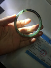 Load image into Gallery viewer, 56mm Certified Type A 100% Natural dark green/black/blue with black floating flowers(Wuji) slim round cut Jadeite bangle PD113-6916
