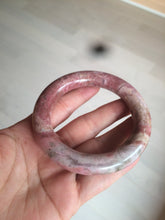 Load image into Gallery viewer, 56mm 100% natural chubby pink rose stone (Rhodonite) round cut bangle XY70
