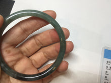 Load image into Gallery viewer, 56mm Certified Type A 100% Natural dark green/black/blue with black floating flowers(Wuji) slim round cut Jadeite bangle PD113-6916
