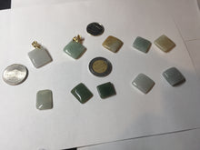 Load image into Gallery viewer, 100% Natural type A  light green/yellow square or rectangle Jadeite Jade safe and sound pendant group BP62
