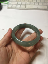 Load image into Gallery viewer, 56.8mm Certified 100% natural Type A oily dark green/ gray (老油青) jadeite jade bangle PD114
