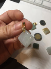 Load image into Gallery viewer, 100% Natural type A  light green/yellow square or rectangle Jadeite Jade safe and sound pendant group BP62
