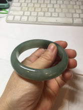 Load image into Gallery viewer, 56.8mm Certified 100% natural Type A oily dark green/ gray (老油青) jadeite jade bangle PD114
