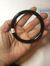 Load image into Gallery viewer, 59.5mm 100% Natural dark green/black meteorite Stellar Night sky round cut nephrite bangle HF101-8251
