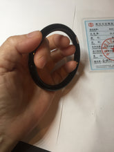 Load image into Gallery viewer, 59.5mm 100% Natural dark green/black meteorite Stellar Night sky round cut nephrite bangle HF101-8251
