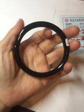 Load image into Gallery viewer, 59.5mm 100% Natural dark green/black meteorite Stellar Night sky round cut nephrite bangle HF101-8251
