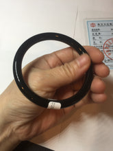 Load image into Gallery viewer, 59.5mm 100% Natural dark green/black meteorite Stellar Night sky round cut nephrite bangle HF101-8251
