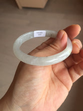 Load image into Gallery viewer, 52mm certified Type A 100% Natural icy watery light green/white/clear oval Jadeite Jade bangle BS79-1023
