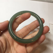 Load image into Gallery viewer, 56mm Certified 100% natural Type A oily dark green/ gray (老油青) round cut jadeite jade bangle PD115
