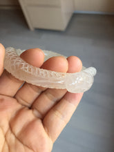 Load image into Gallery viewer, 55mm 100% natural light pink/white/yellow Quartzite (Shetaicui jade) carved snake bangle SY102
