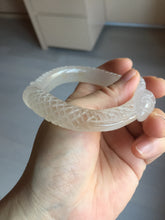 Load image into Gallery viewer, 55mm 100% natural light pink/white/yellow Quartzite (Shetaicui jade) carved snake bangle SY102
