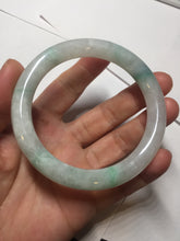 Load image into Gallery viewer, 55mm Certified type A 100% Natural sunny green/white round cut Jadeite bangle BN76
