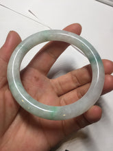 Load image into Gallery viewer, 55mm Certified type A 100% Natural sunny green/white round cut Jadeite bangle BN76
