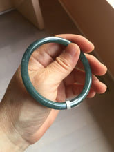 Load image into Gallery viewer, 57mm Certified Type A 100% Natural dark green/blue/gray with flying snow Guatemala slim round cut Jadeite bangle PA153-8824

