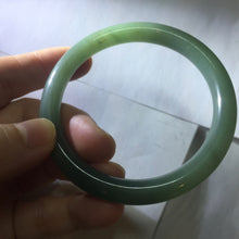 Load image into Gallery viewer, 56mm Certified 100% natural Type A oily dark green/ gray (老油青) round cut jadeite jade bangle PD115
