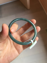 Load image into Gallery viewer, 57mm Certified Type A 100% Natural dark green/blue/gray with flying snow Guatemala slim round cut Jadeite bangle PA153-8824
