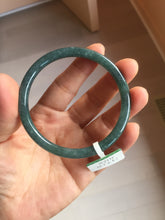 Load image into Gallery viewer, 57mm Certified Type A 100% Natural dark green/blue/gray with flying snow Guatemala slim round cut Jadeite bangle PA153-8824
