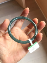 Load image into Gallery viewer, 57mm Certified Type A 100% Natural dark green/blue/gray with flying snow Guatemala slim round cut Jadeite bangle PA153-8824
