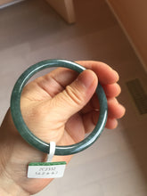 Load image into Gallery viewer, 57mm Certified Type A 100% Natural dark green/blue/gray with flying snow Guatemala slim round cut Jadeite bangle PA153-8824
