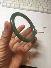 Load image into Gallery viewer, 56mm Certified 100% natural Type A oily dark green/ gray (老油青) round cut jadeite jade bangle PD115
