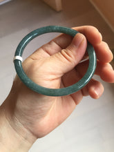 Load image into Gallery viewer, 57mm Certified Type A 100% Natural dark green/blue/gray with flying snow Guatemala slim round cut Jadeite bangle PA153-8824
