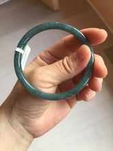 Load image into Gallery viewer, 57mm Certified Type A 100% Natural dark green/blue/gray with flying snow Guatemala slim round cut Jadeite bangle PA153-8824
