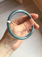 Load image into Gallery viewer, 57mm Certified Type A 100% Natural dark green/blue/gray with flying snow Guatemala slim round cut Jadeite bangle PA153-8824
