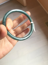 Load image into Gallery viewer, 57mm Certified Type A 100% Natural dark green/blue/gray with flying snow Guatemala slim round cut Jadeite bangle PA153-8824
