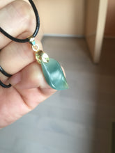 Load image into Gallery viewer, 100% natural type A Guatemala jadeite jade icy watery yellow green black Willow leaf pendant group BP63
