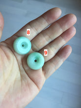 Load image into Gallery viewer, 20mm Type A 100% Natural Sunny green/white Jadeite Jade Safety Guardian Button donuts Pendant group PD10
