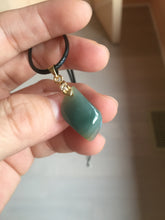 Load image into Gallery viewer, 100% natural type A Guatemala jadeite jade icy watery yellow green black Willow leaf pendant group BP63
