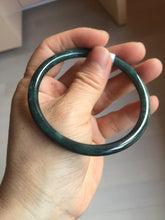 Load image into Gallery viewer, 59.5mm Certified Type A 100% Natural dark green/blue/gray Guatemala slim round cut Jadeite bangle PA151-8849
