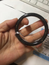 Load image into Gallery viewer, 55.5mm Certified Type A 100% Natural black (Wuji) slim round cut Jadeite Jade bangle PC43-2572
