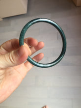 Load image into Gallery viewer, 59.5mm Certified Type A 100% Natural dark green/blue/gray Guatemala slim round cut Jadeite bangle PA151-8849
