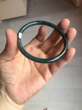 Load image into Gallery viewer, 59.5mm Certified Type A 100% Natural dark green/blue/gray Guatemala slim round cut Jadeite bangle PA151-8849
