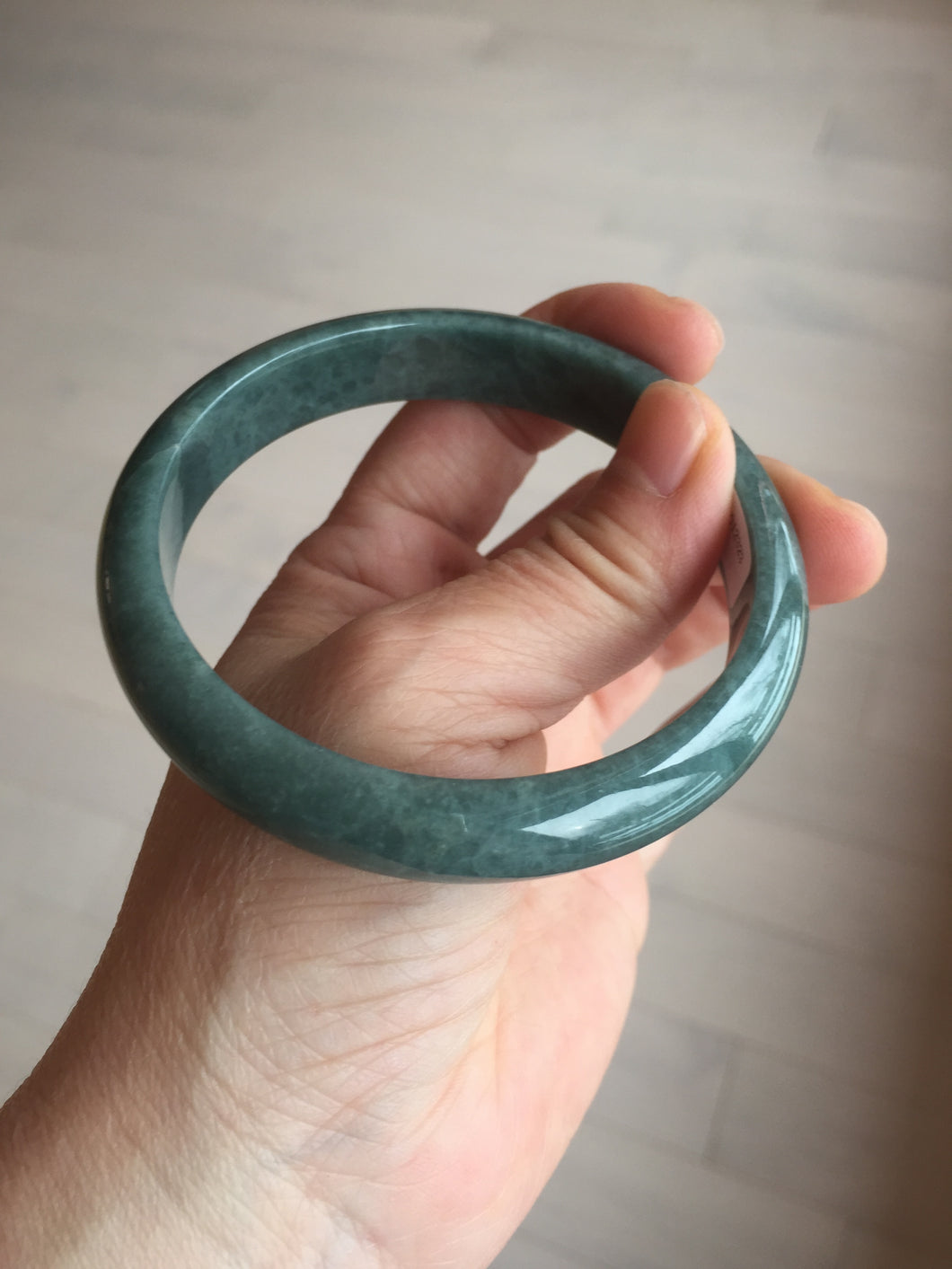 62.3mm Certified Type A 100% Natural dark green/blue/gray/black Guatemala Jadeite jade bangle BK49-2323