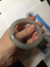 Load image into Gallery viewer, 53.5mm certified 100% natural Type A icy watery green/gray jadeite jade bangle AF86-0223
