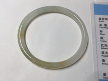 Load image into Gallery viewer, 51mm certified 100% natural type A icy watery light yellow/green/white slim oval round cut jadeite jade bangle AD104-8093
