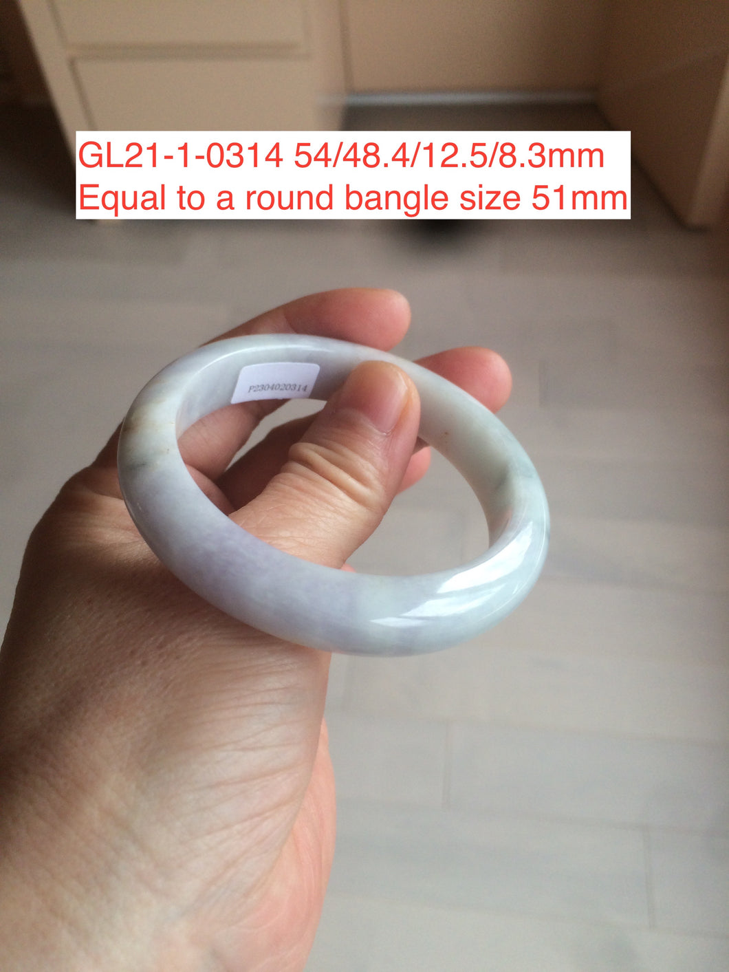 50-52mm certified 100% natural Type A light green/white/purple oval jadeite jade bangle group GL21