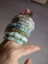 Load image into Gallery viewer, 100% natural type A  green/brown/yellow jadeite jade beads bracelet W105
