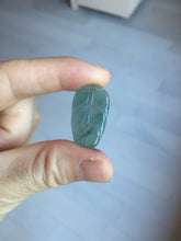 Load image into Gallery viewer, 100% natural type A icy watery light green blue gray Guatemala jadeite leaf pendant BP184-2
