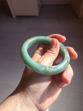 Load image into Gallery viewer, 56mm 100% Natural type A green/gray carved flowers and golden-painted Jadeite Jade bangle PB249-5681
