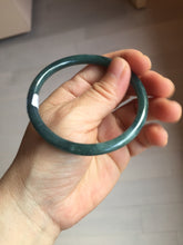 Load image into Gallery viewer, 57.9mm Certified Type A 100% Natural dark green/blue/gray slim round cut Jadeite bangle PA149-8840
