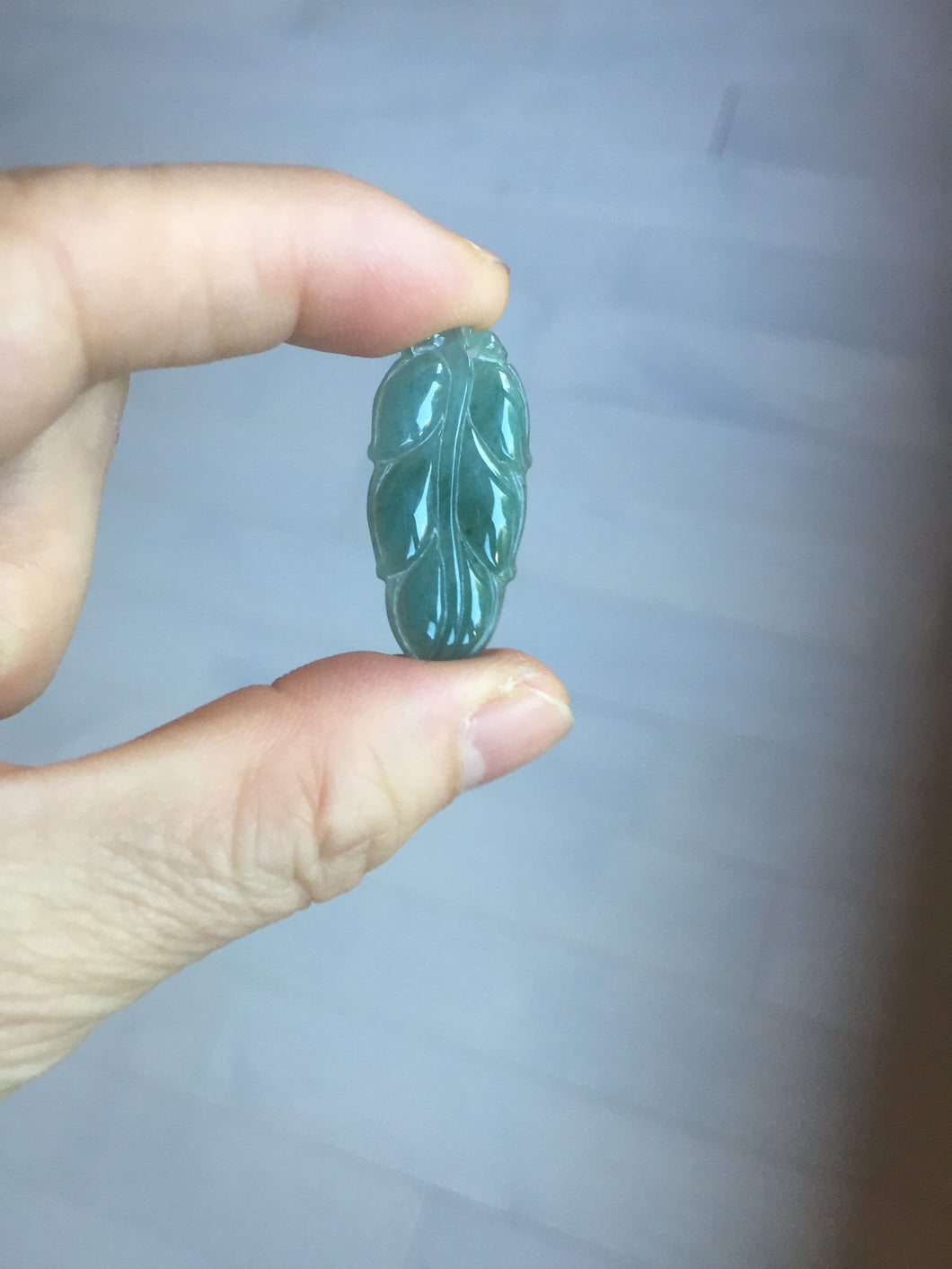 100% natural type A icy watery dark green blue gray black Guatemala jadeite leaf pendant BP184-5