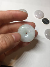 Load image into Gallery viewer, 23-26mm Type A 100% Natural light purple green yellow white Jadeite Jade Safety Guardian Button donuts Pendant group BP65
