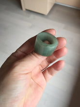 Load image into Gallery viewer, 100% natural type A black/dark green/gray (油青) broad jadeite jade band ring thumb ring bead set BN79
